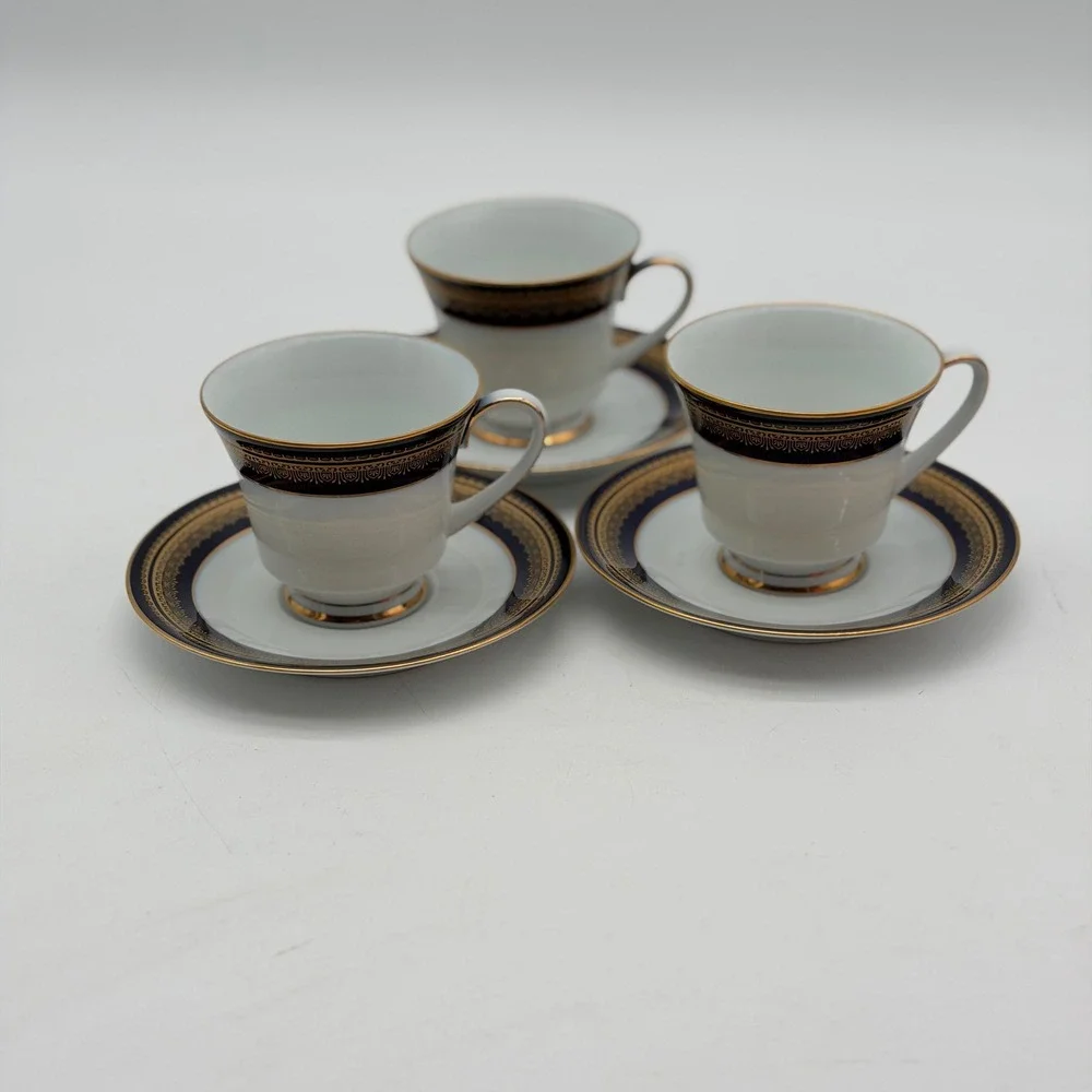 Legacy by Noritake Vienna 2796 Cobalt Blue Gold Trim Cup Saucer Set
